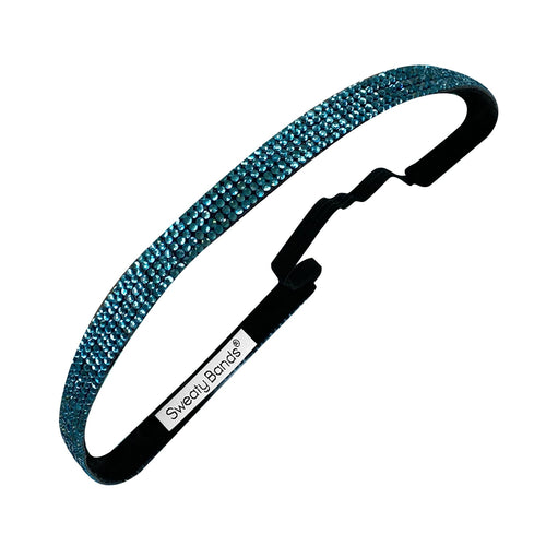 Bling | Glitterati | Aqua Blue | 3/8 Inch Sweaty Bands Non Slip Headband