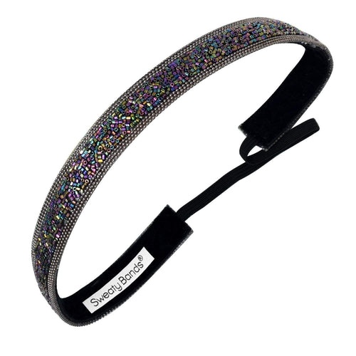 Bling | Glow | Black, Iridescent | 5/8 Inch Sweaty Bands Non Slip Headband