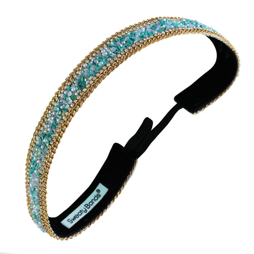 Bling | Jewel Junkie | Blue, Silver, Gold | 7/8 Inch Sweaty Bands Non Slip Headband