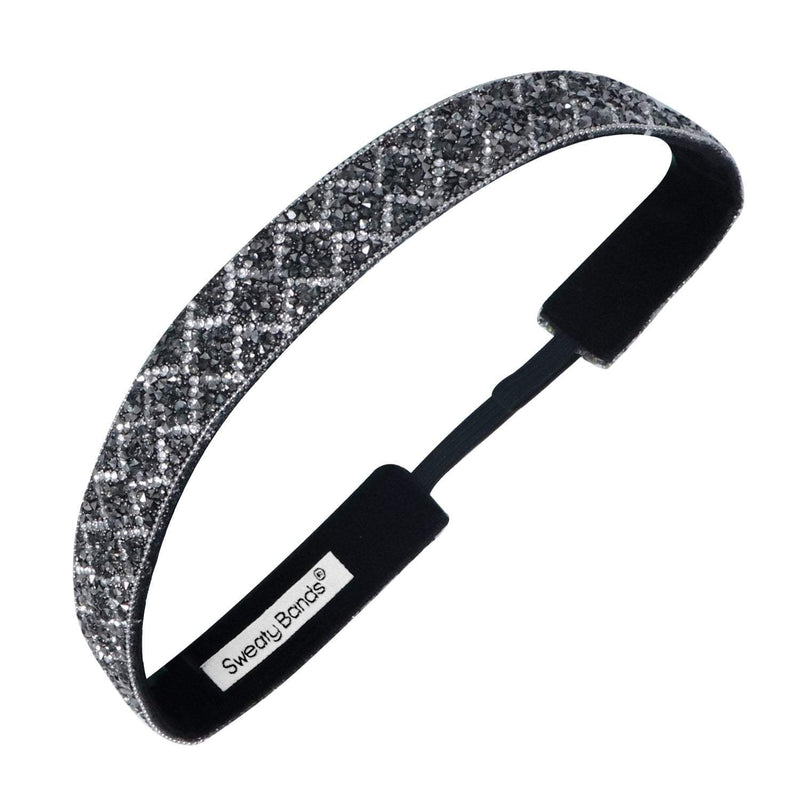 Bling | Top Shelf | Gunmetal, Silver | 3/4 Inch Sweaty Bands Non Slip Headband