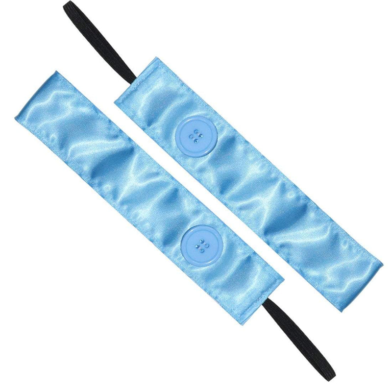 Buttons | Simply Satin | Light Blue | 1.5 Inch Sweaty Bands Non Slip Headband