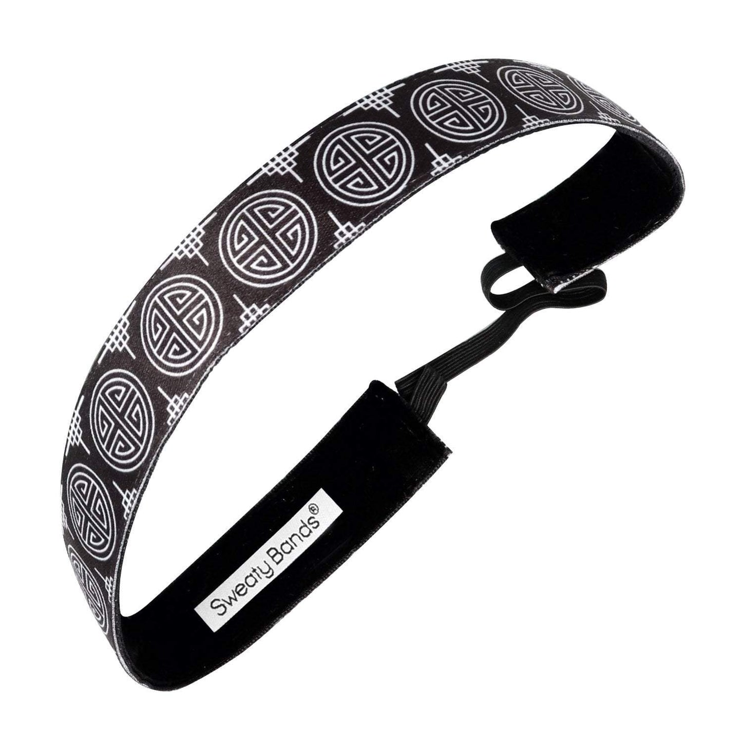 Chinese New Year | Black, White | 1 Inch Sweaty Bands Non Slip Headband