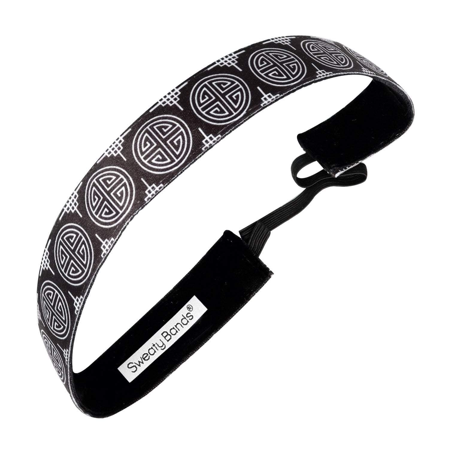 Chinese New Year | Black, White | 1 Inch Sweaty Bands Non Slip Headband