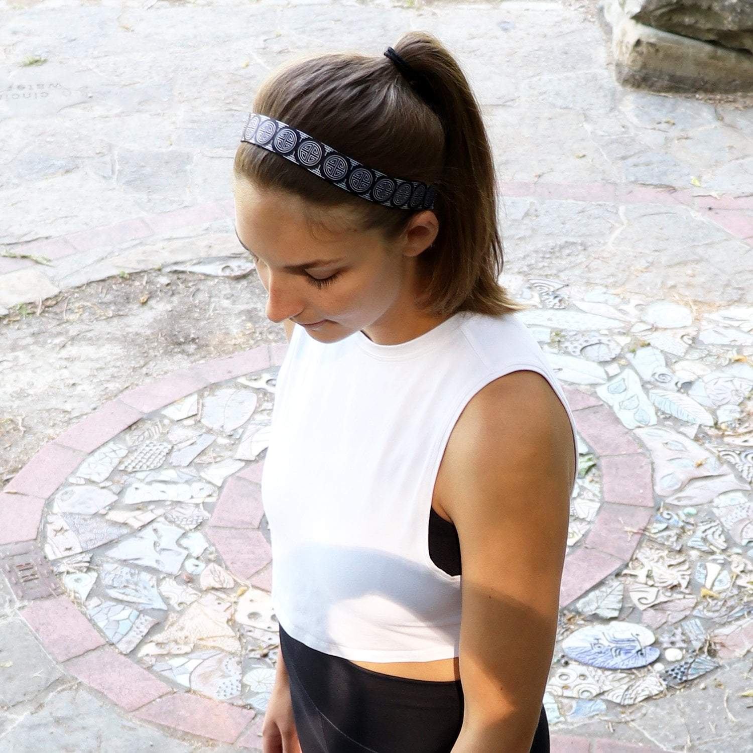 Chinese New Year | Black, White | 1 Inch Sweaty Bands Non Slip Headband