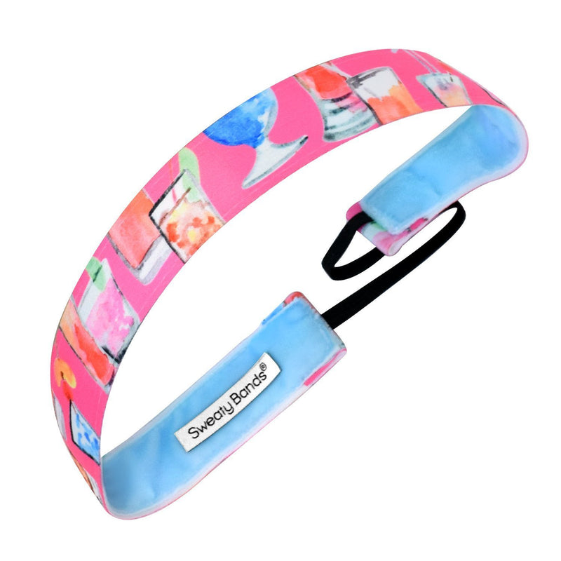 Drink Happy Thoughts | Pink, Multi | 1 Inch Sweaty Bands Non Slip Headband