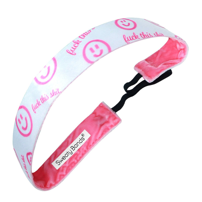 F#ck This Sh#t | White, Pink | 1 Inch Sweaty Bands Non Slip Headband