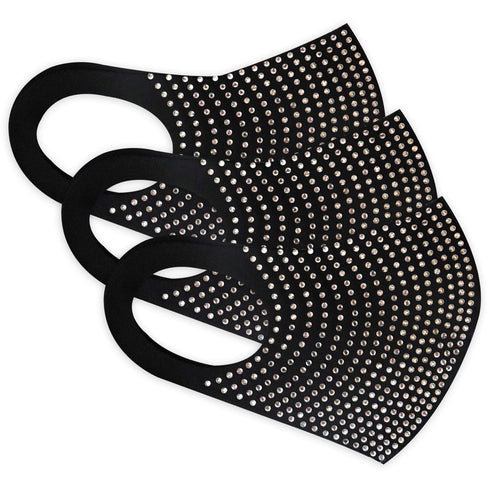 Face Mask | Bling Extra | 3 Pack | Black, Silver Sweaty Bands Non Slip Headband