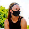 Face Mask | Bling Extra | 3 Pack | Black, Silver Sweaty Bands Non Slip Headband