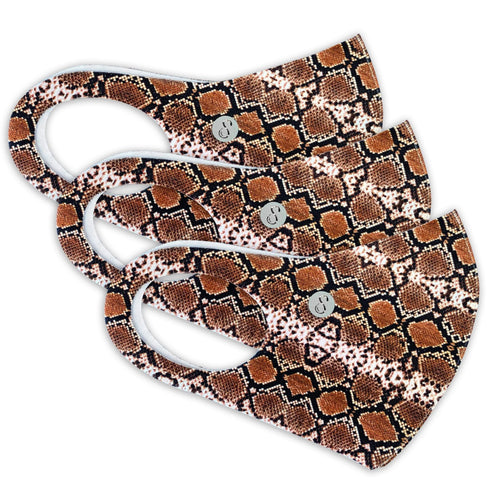 Face Mask | Extra | 3 Pack | Python | Brown Sweaty Bands Non Slip Headband