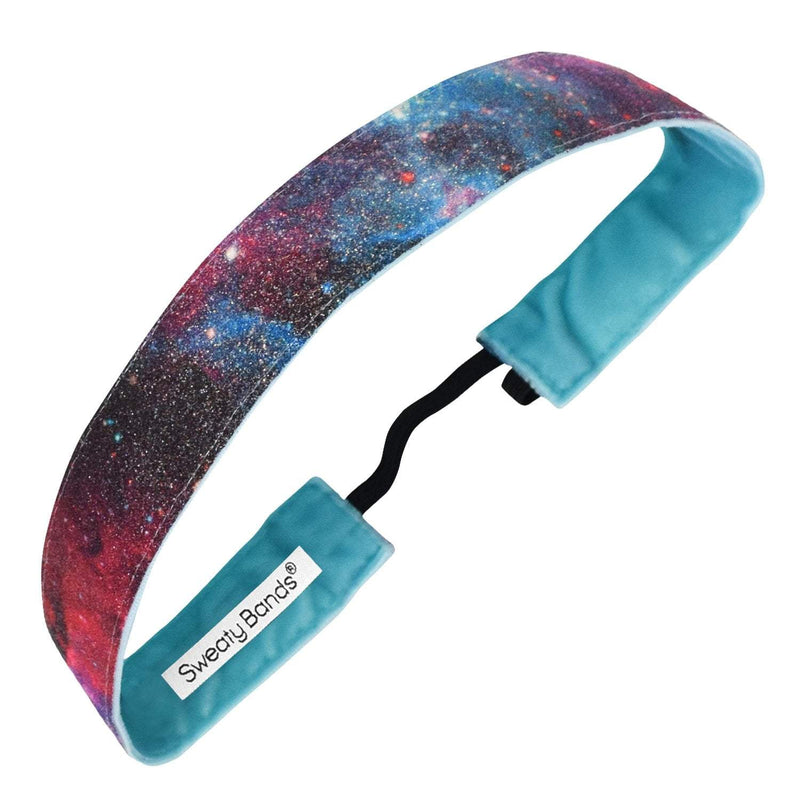 Galaxy | Shimmer | Purple, Teal | 1 Inch Sweaty Bands Non Slip Headband