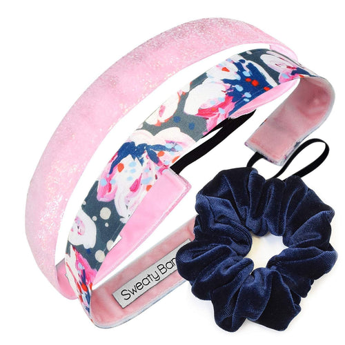 Gift Pack | Becca | Viva Diva Light Pink | Scrunchie Navy Sweaty Bands Non Slip Headband