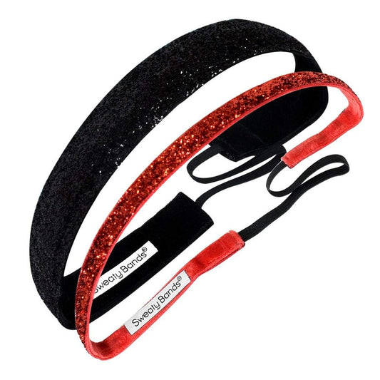 Gift Pack | Viva Diva Black 1 Inch | Viva Diva Red 3/8 Inch Sweaty Bands Non Slip Headband