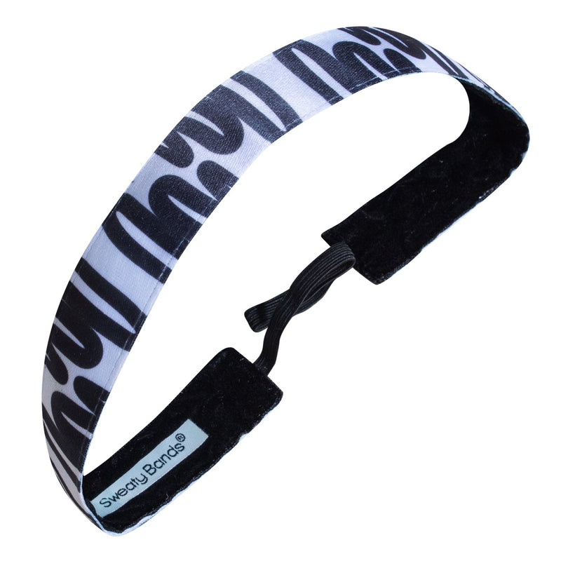 Go with the Flow | Black, White | 1 Inch Sweaty Bands Non Slip Headband