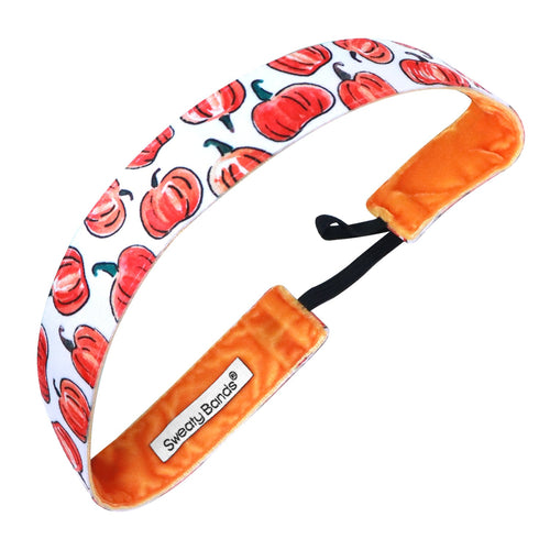 Halloween | Give Em Pumpkin to Talk About | White | 1 Inch Sweaty Bands Non Slip Headband