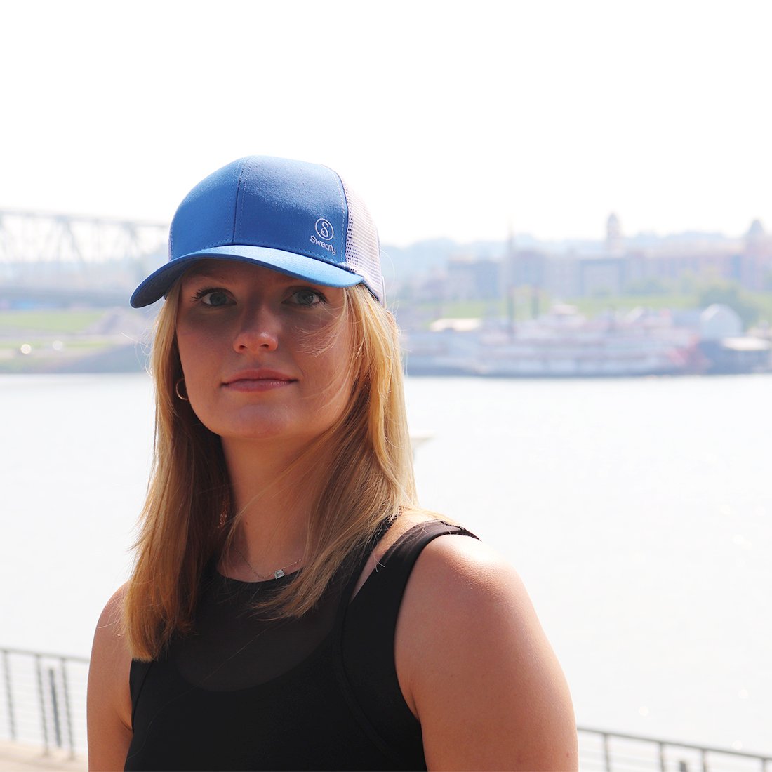 Hats | Sweaty Baseball Hat with Buttons | Light Blue Sweaty Bands Non Slip Headband