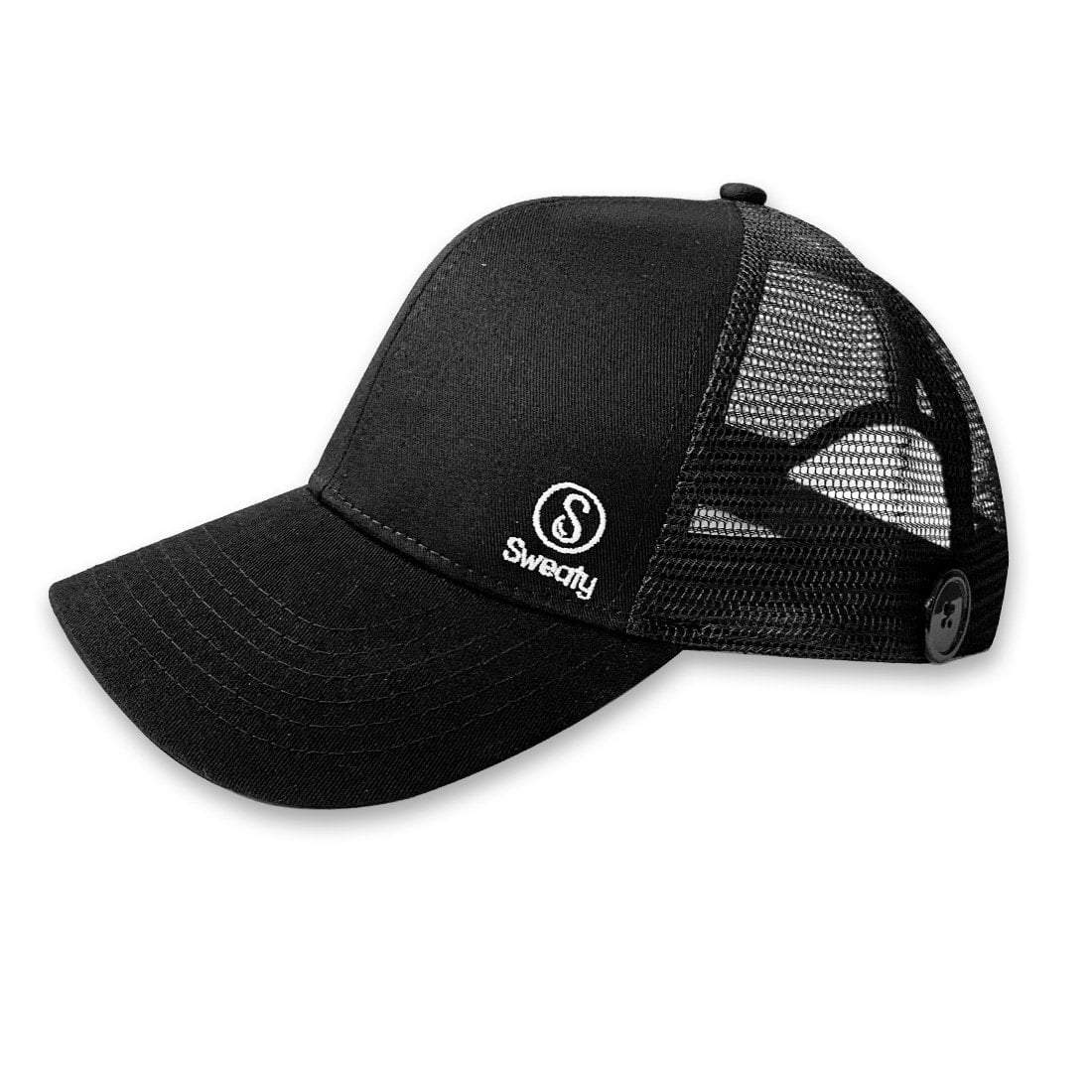 Hats | Sweaty Hat with Buttons | Black, Black Sweaty Bands Non Slip Headband