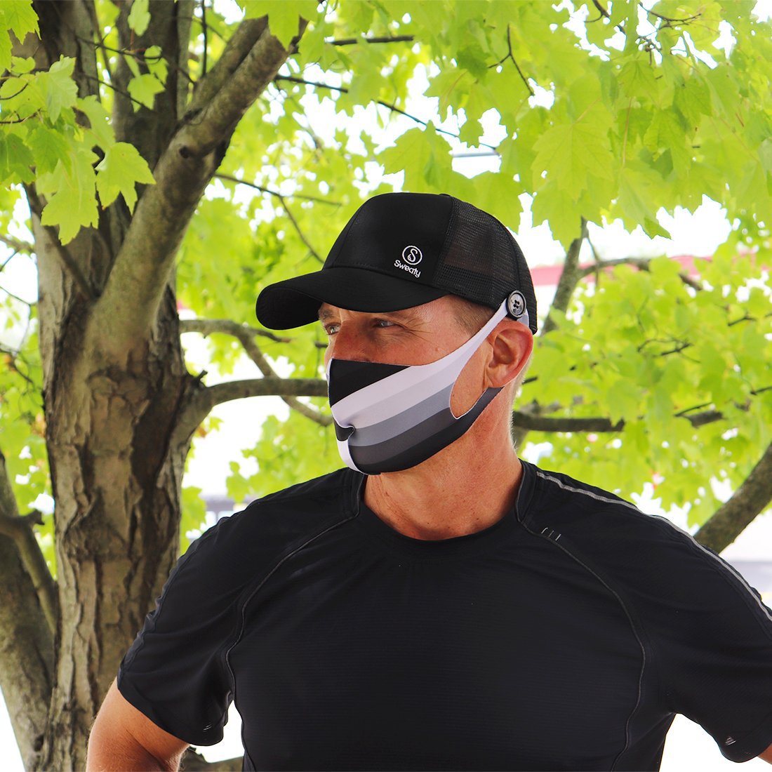 Hats | Sweaty Hat with Buttons | Black, Black Sweaty Bands Non Slip Headband