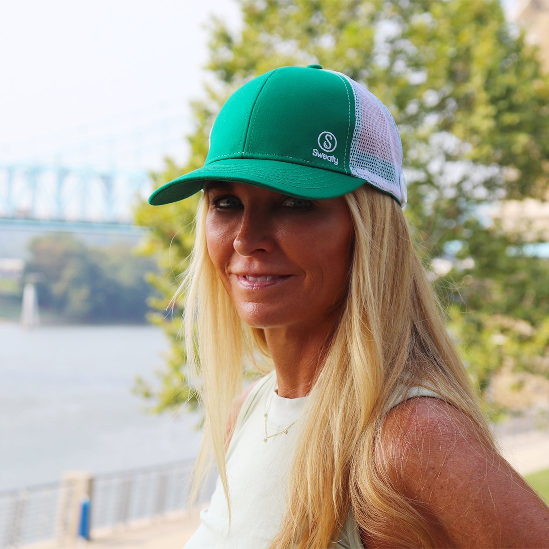 Hats | Sweaty Hat with Buttons | Green Sweaty Bands Non Slip Headband