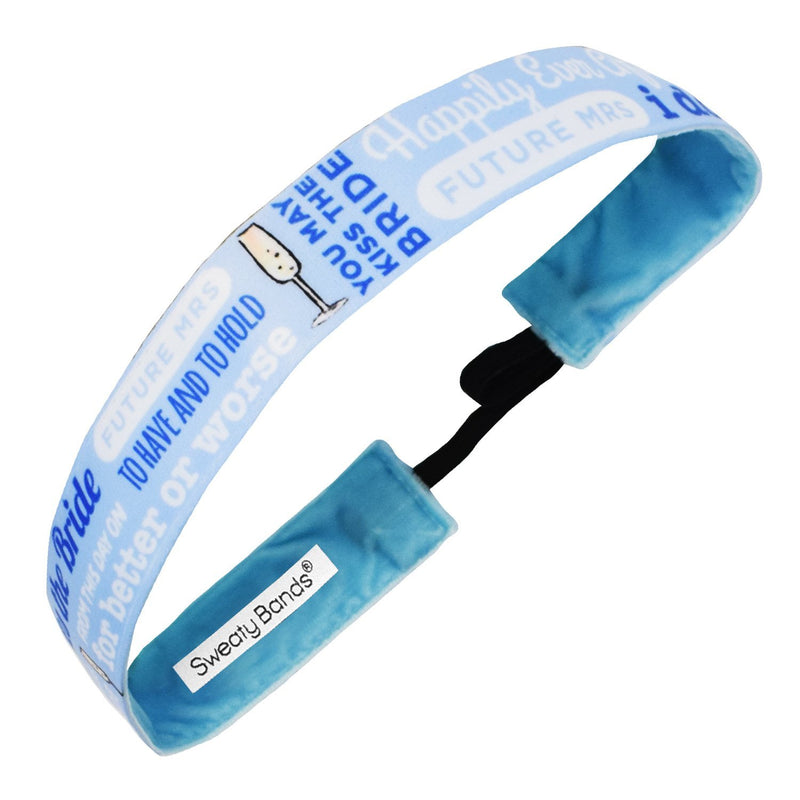 Here Comes the Bride | Light Blue | 1 Inch Sweaty Bands Non Slip Headband