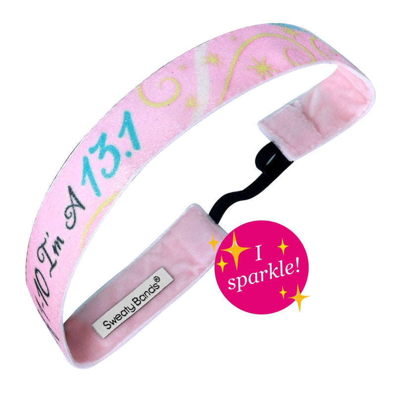 I'm A 13.1 | Shimmer | Pink | 1 Inch Sweaty Bands Non Slip Headband