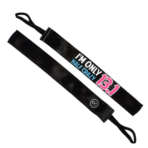 I'm Only Half Crazy 13.1 | Black | 1 Inch Sweaty Bands Non Slip Headband