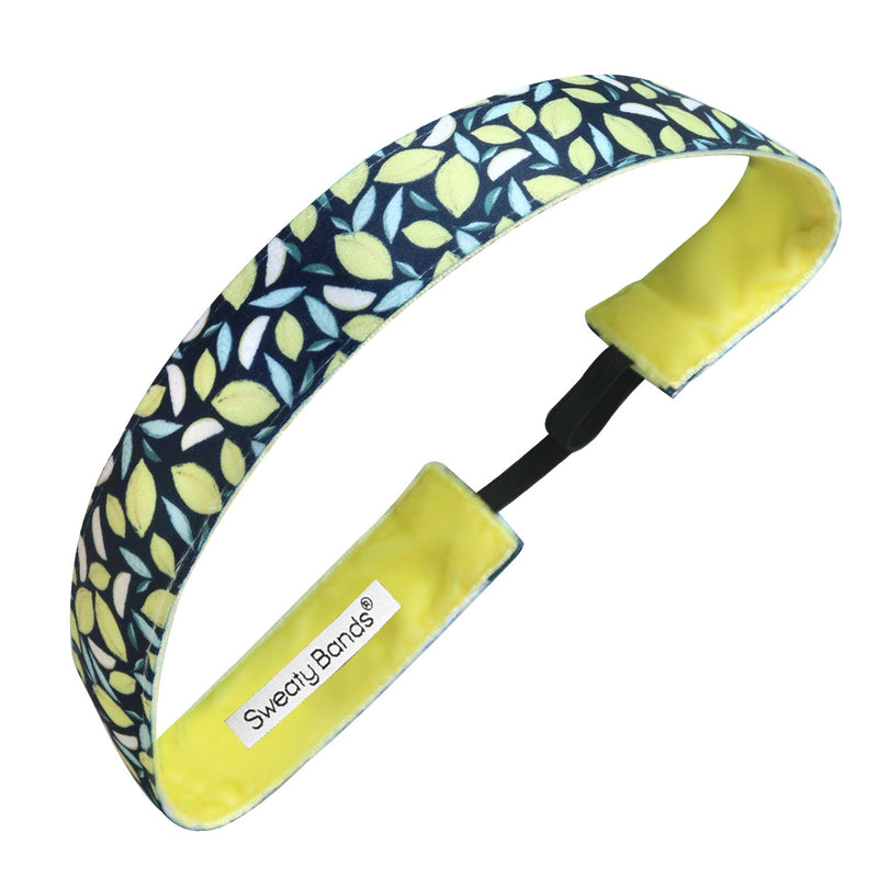 Lemonade | Navy, Yellow | 1 Inch Sweaty Bands Non Slip Headband