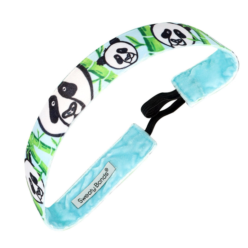 Panda-monium | Blue, Black, White | 1 Inch Sweaty Bands Non Slip Headband