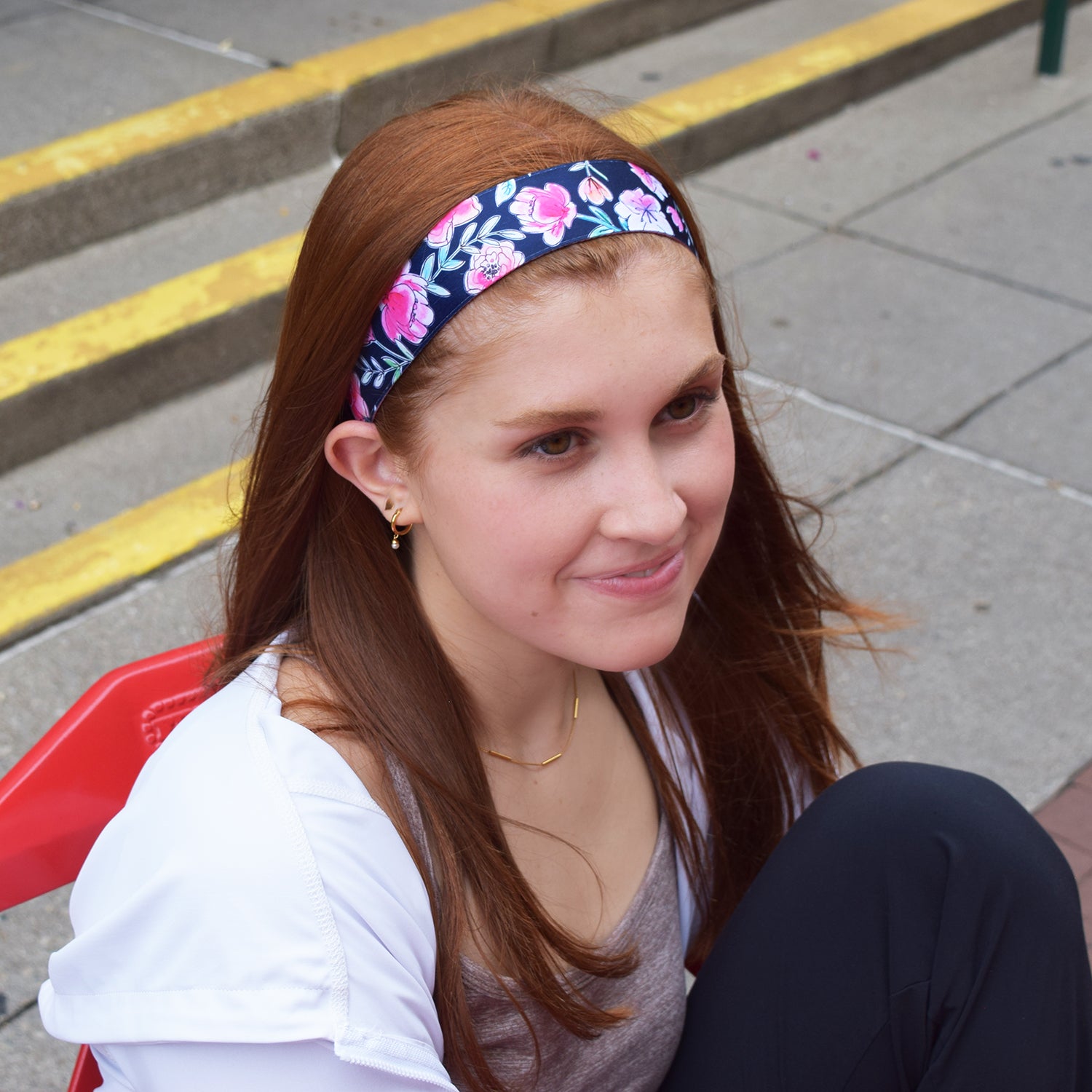 Pastel Petals | Navy, Multi | 1.5 Inch Sweaty Bands Non Slip Headband