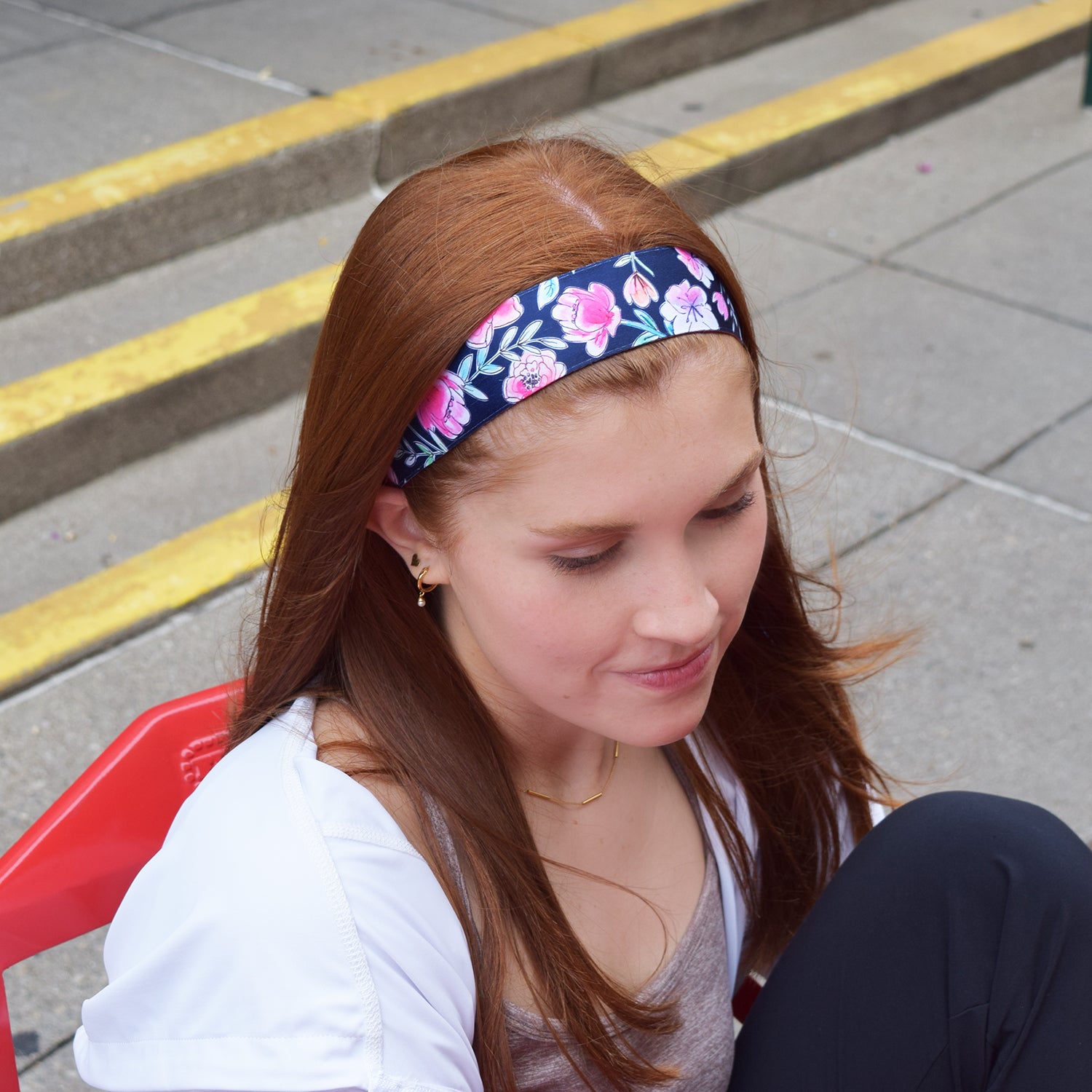 Pastel Petals | Navy, Multi | 1.5 Inch Sweaty Bands Non Slip Headband