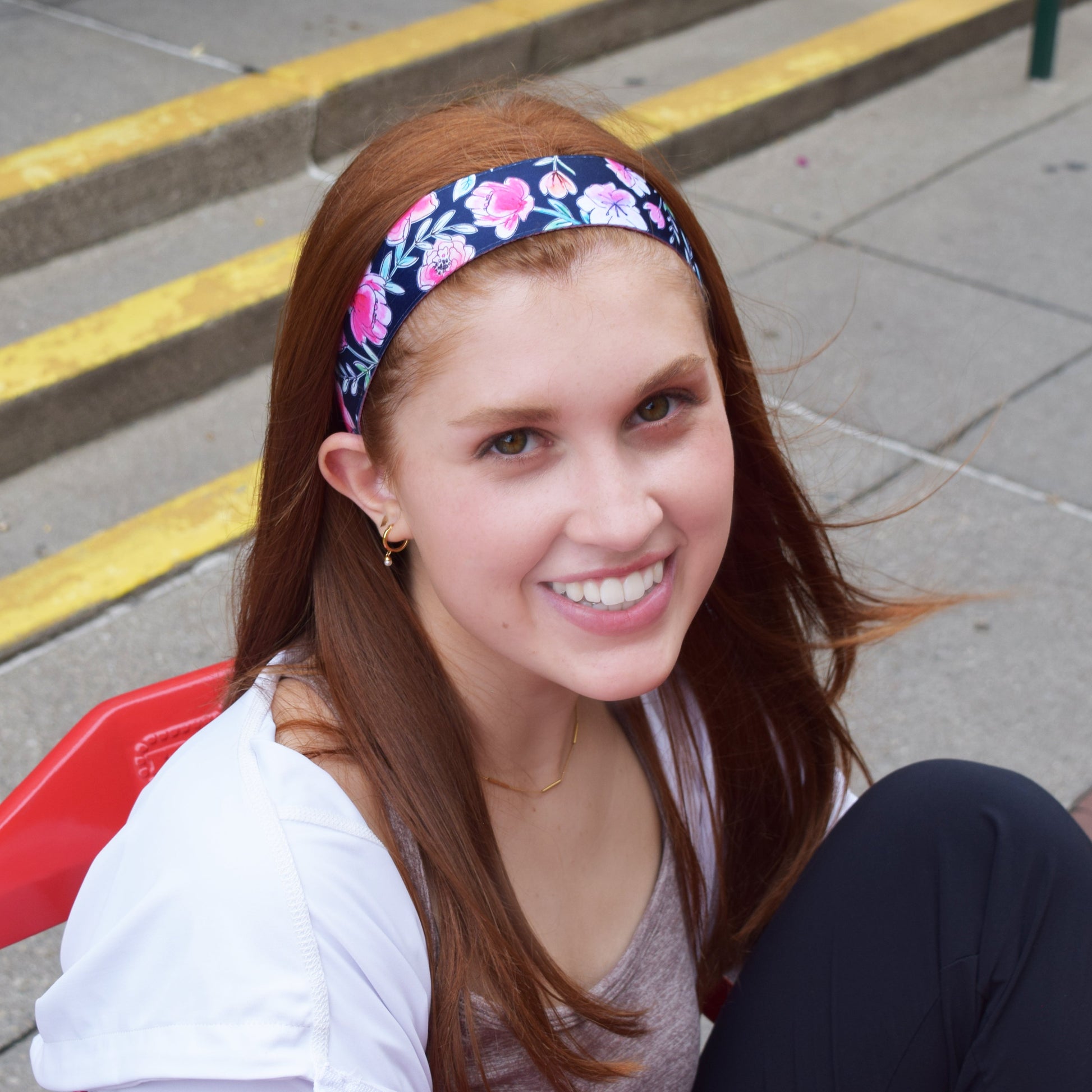 Pastel Petals | Navy, Multi | 1.5 Inch Sweaty Bands Non Slip Headband
