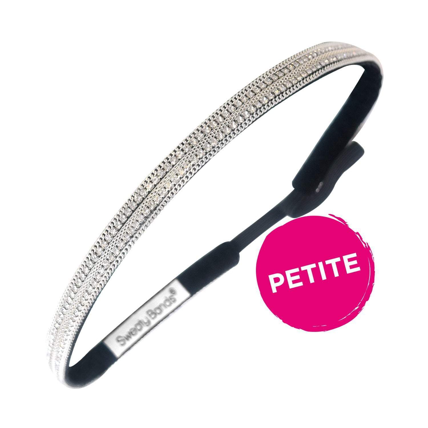 Petite | Bling | Dripping in Diamonds | Silver | 3/8 Inch Sweaty Bands Non Slip Headband