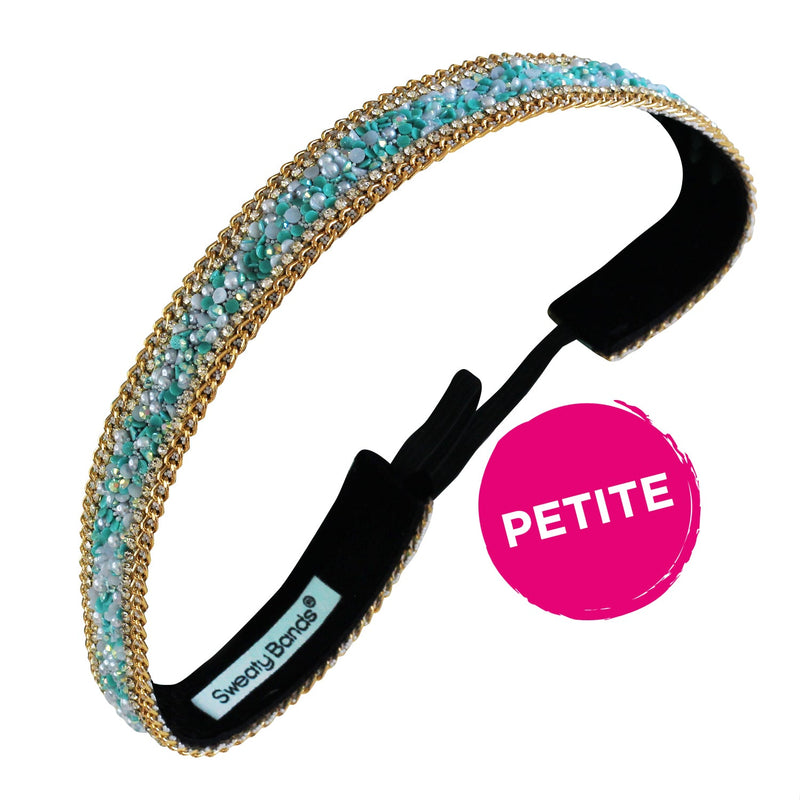 Petite | Bling | Jewel Junkie | Blue, Silver, Gold | 7/8 Inch Sweaty Bands Non Slip Headband