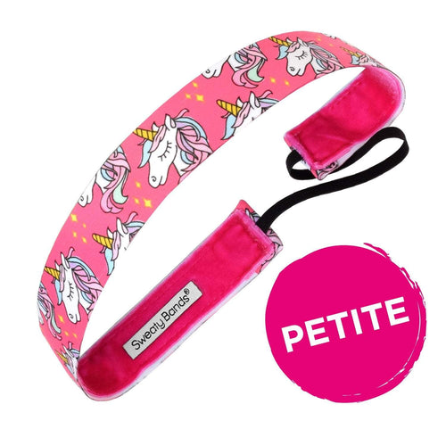 Petite | Born a Unicorn | Pink | 1 Inch Sweaty Bands Non Slip Headband