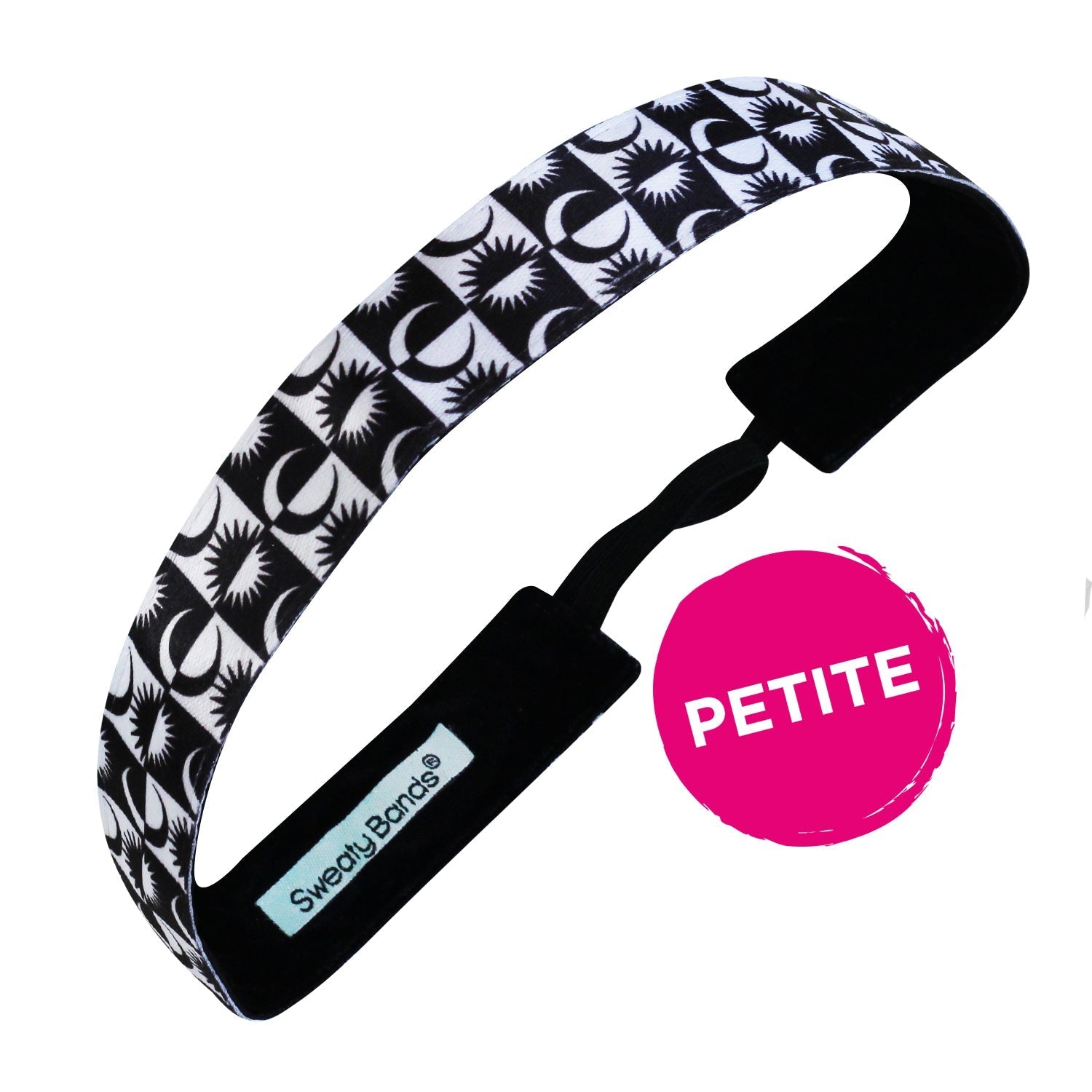 Petite | Eclipse | Black, White | 1 Inch Sweaty Bands Non Slip Headband