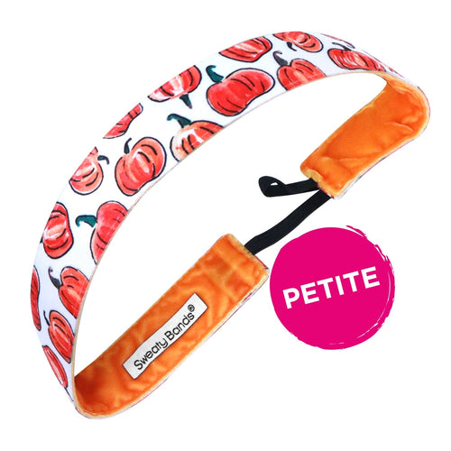 Petite | Halloween | Give Em Pumpkin to Talk About | White, Multi | 1 Inch Sweaty Bands Non Slip Headband