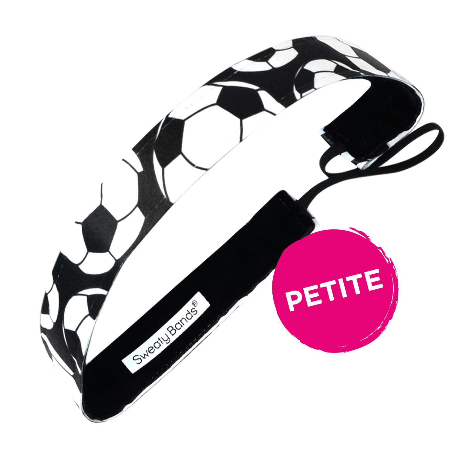 Petite | Soccer Star | Black, White | 1 Inch Sweaty Bands Non Slip Headband