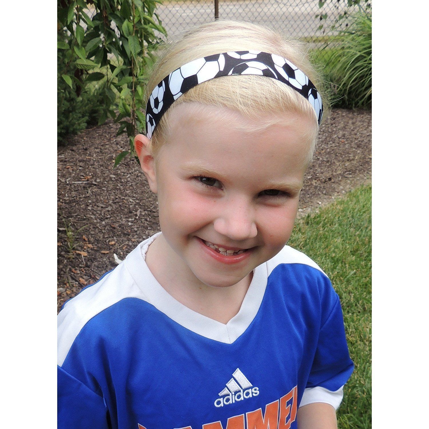 Petite | Soccer Star | Black, White | 1 Inch Sweaty Bands Non Slip Headband