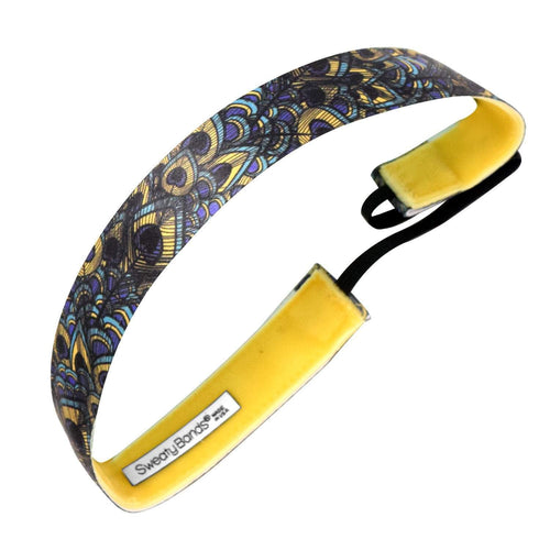 Proud as a Peacock | Black, Gold | 1 Inch Sweaty Bands Non Slip Headband