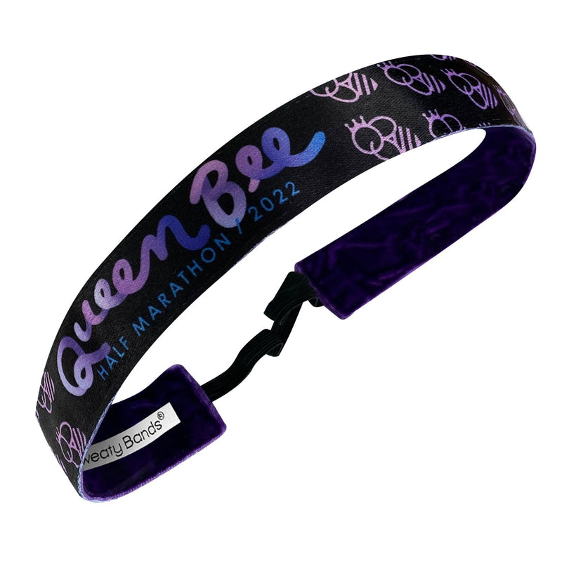 Queen Bee 2022 | Black, Purple | 1 Inch Sweaty Bands Non Slip Headband