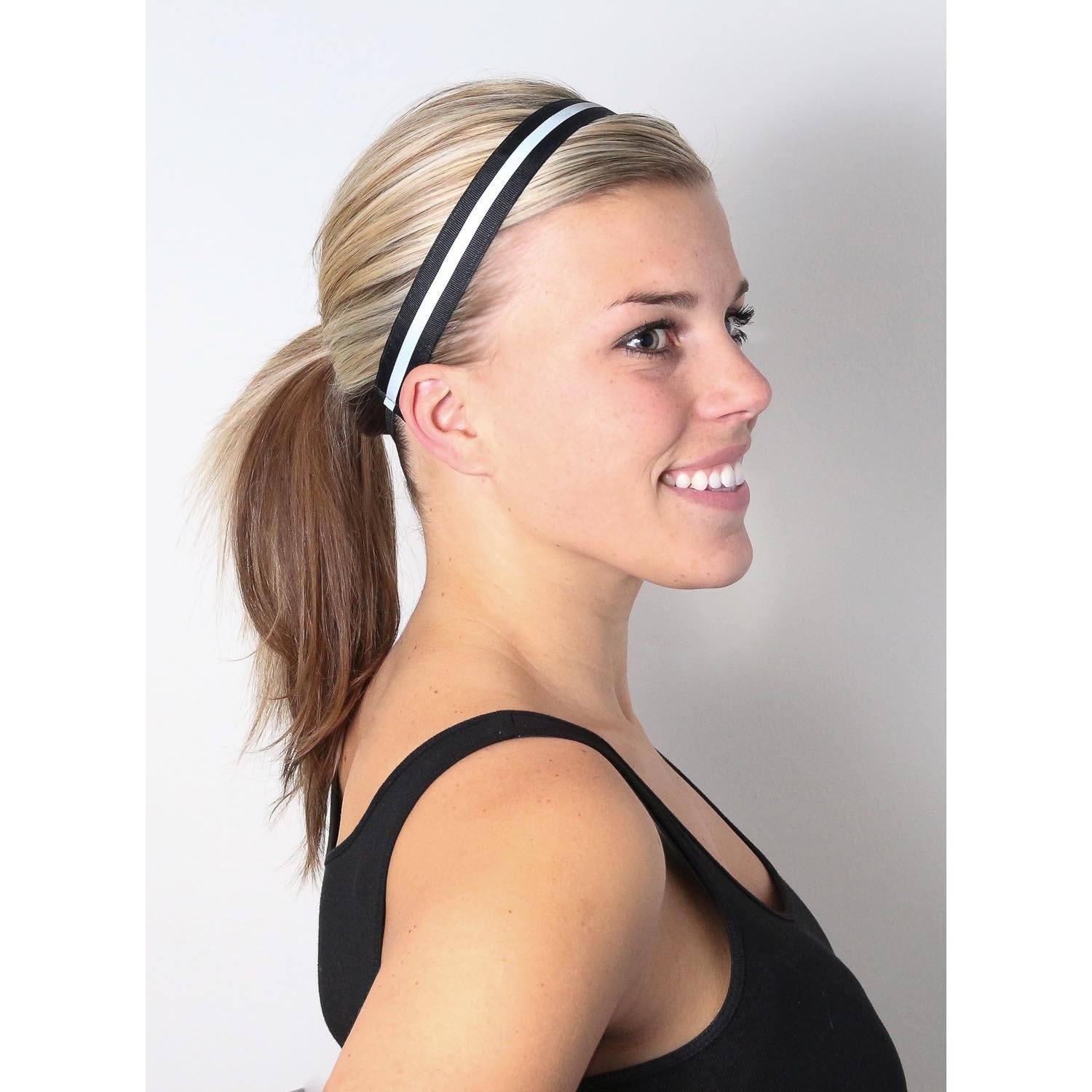 Reflective Runner Black, Silver Sweaty Bands Non Slip Headband