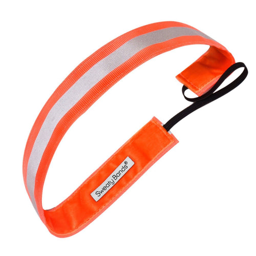 Reflective Runner Neon Orange, Silver Sweaty Bands Non Slip Headband