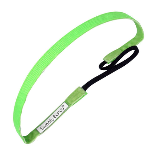 Rock Solid | Neon Green | 3/8 Inch Sweaty Bands Non Slip Headband