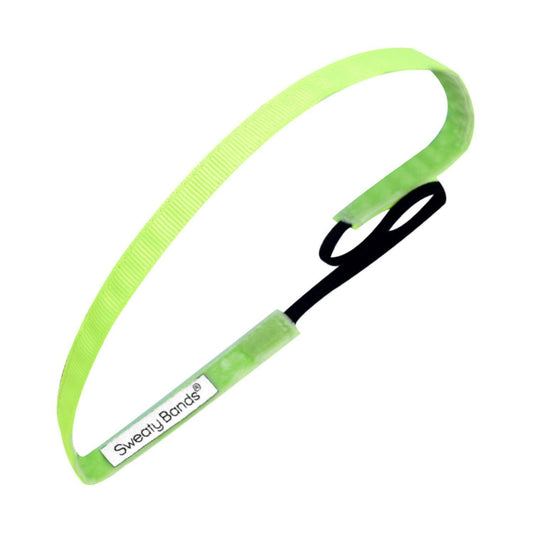 Rock Solid | Neon Yellow | 3/8 Inch Sweaty Bands Non Slip Headband