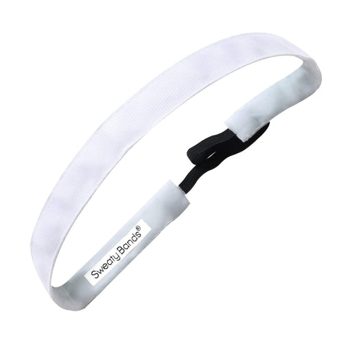 Rock Solid | White | 5/8 Inch Sweaty Bands Non Slip Headband