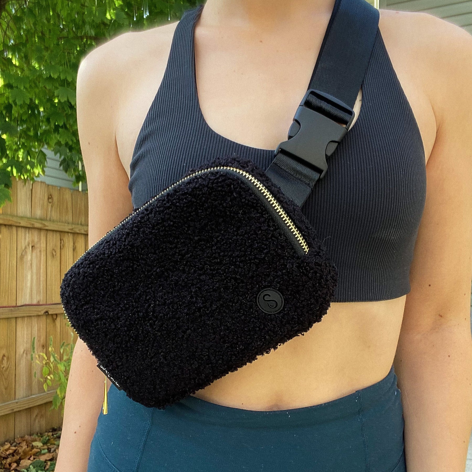 Black sherpa crossbody bag Clearance