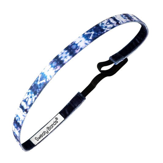 Shibori | Blue, White | 3/8 Inch Sweaty Bands Non Slip Headband