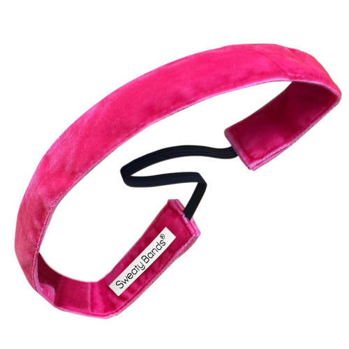 Smooth as Velvet | Bright Pink | 1 Inch Sweaty Bands Non Slip Headband