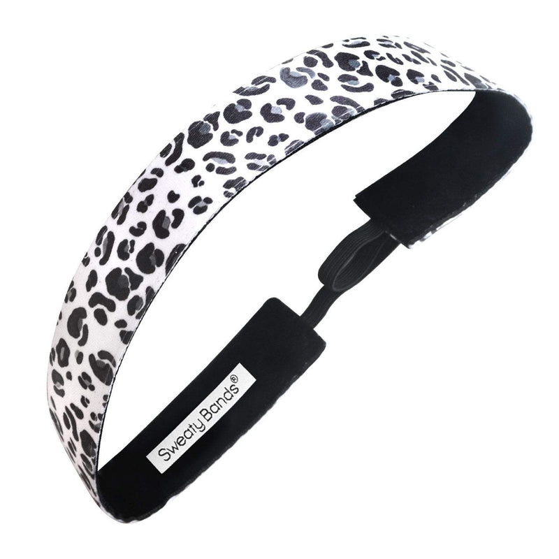 Snow Leopard | White, Black | 1 Inch Sweaty Bands Non Slip Headband