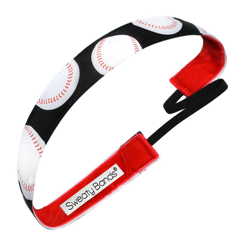 Sports | Home Run Baseball | Black, White | 1 Inch Sweaty Bands Non Slip Headband