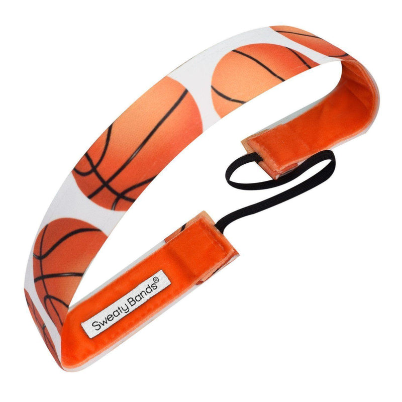 Sports | Slam Dunk | White, Orange | 1 Inch Sweaty Bands Non Slip Headband